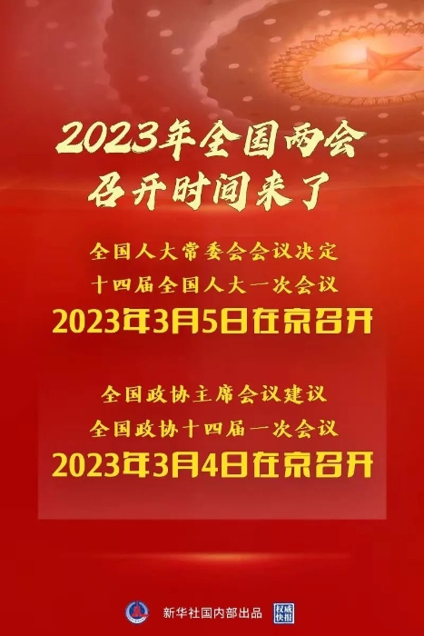 2023年全国两会召开时间，来了！